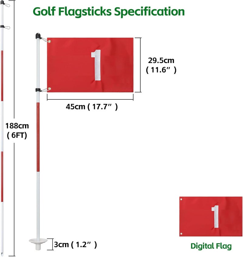 Dittoven Golf Flagstick, 6 Ft Golf Hole Flags for Putting Green, Double Sided Golf Pin Flag for Yard with 5-Section Pole and Ball Retriever, 1 Pack (Number 1) - Image 5